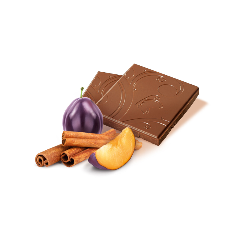Zimt und Pflaume in Edelvollmilch-Schokolade
