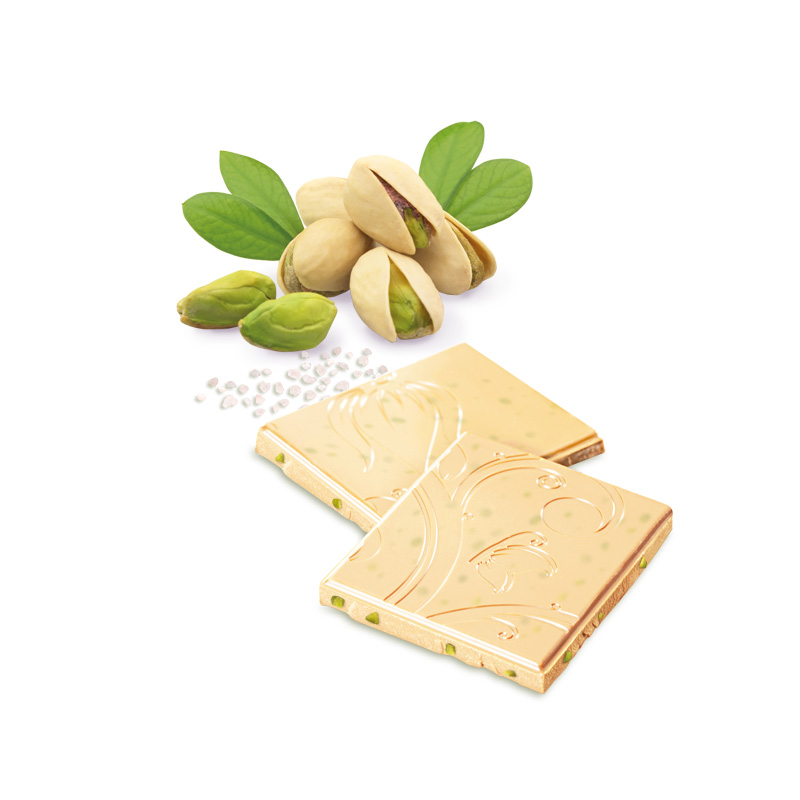 Heilemann Pistazie & Salz weiße Schokolade Stücke