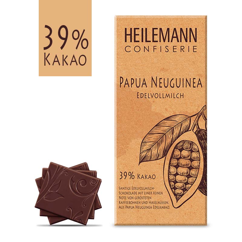 Heilemann Ursprungs-Schokolade Papua Neuguinea 39 % Kakao Edelvollmilch, 80 g