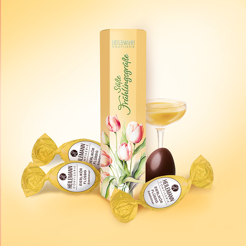 Heilemann Geschenk Süße Frühlingsgrüße mit Schoko-Eiern gefüllt mit Eierlikör
