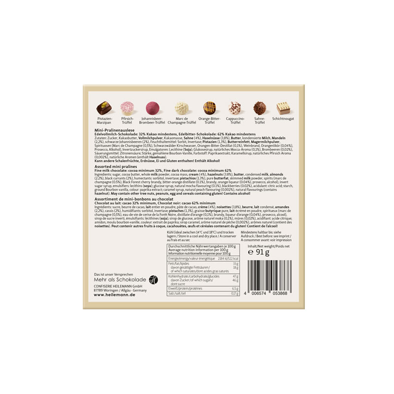 Heilemann Mini Pralinen weiß - Rückseite