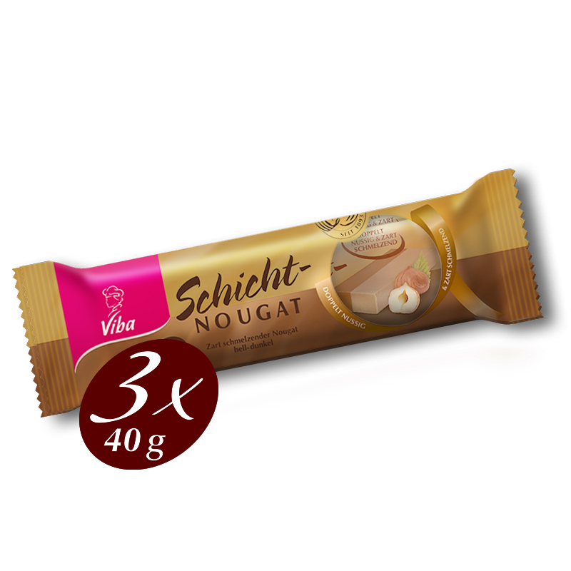 Viba Schicht-Nougat Jumbo 3er Pack, 3 x 40 g