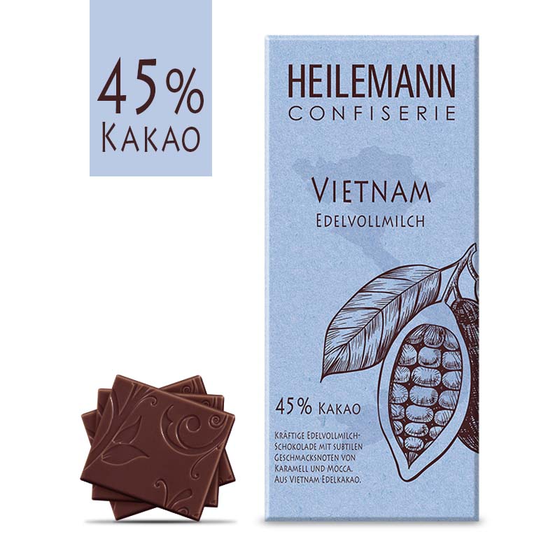 Heilemann Ursprungs-Schokolade Vietnam 45 % Kakao Edelvollmilch, 80 g
