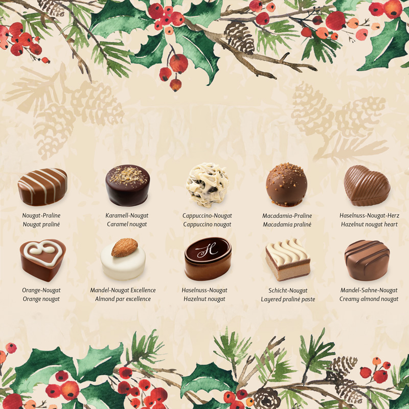 Heilemann Adventskalender Pralinen, 290 g - Inhalt Nougat-Pralinen