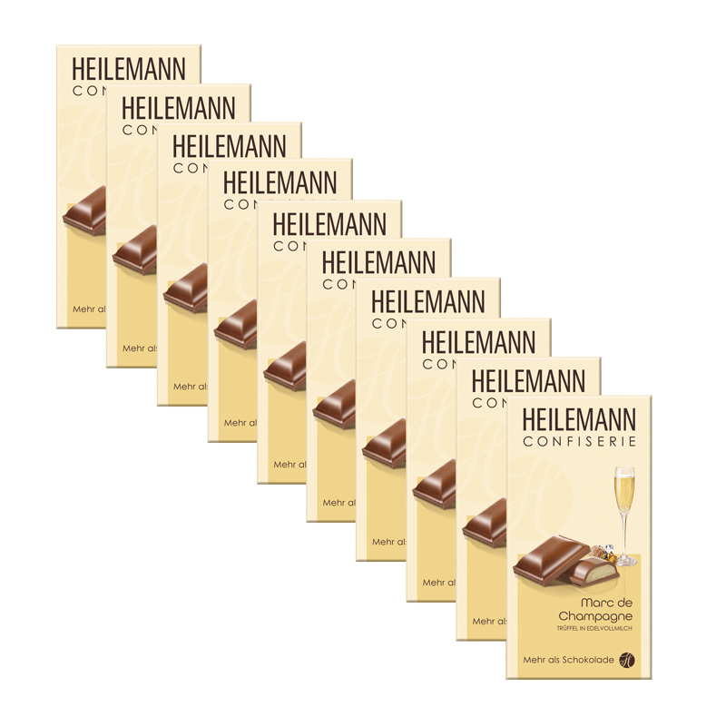 Heilemann Marc de Champagne-Trüffel Edelvollmilch-Schokolade, 10 x 100 g