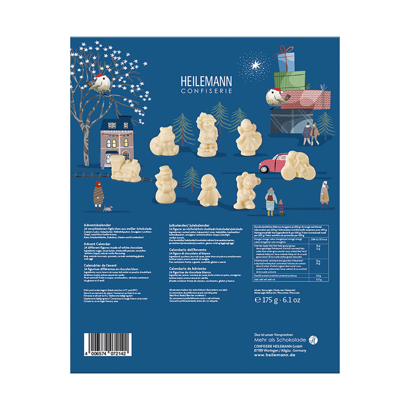 Heilemann Kinder-Adventskalender weiße Schokolade Rückseite