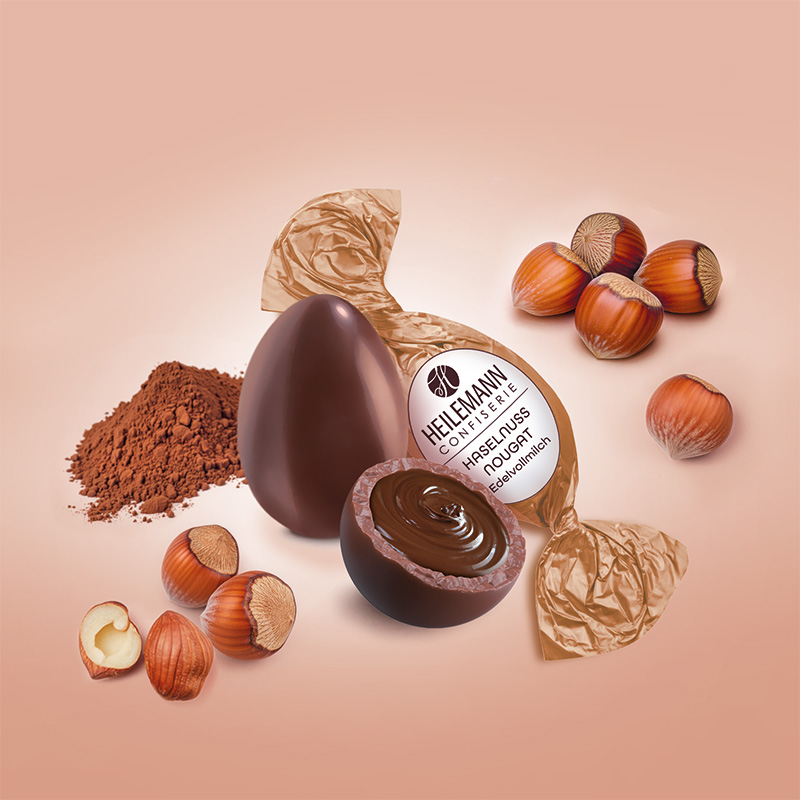 Heilemann Haselnuss Nougat Ei mit Zutaten