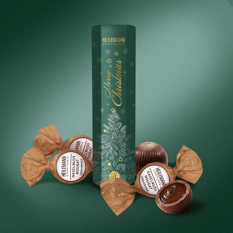 Heilemann Präsent "Merry Christmas" mit Nougat-Kugeln gefüllt