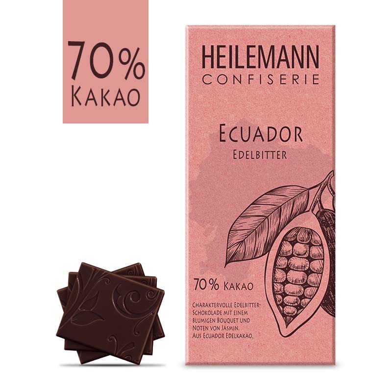 Heilemann Ursprungs-Schokolade Ecuador 70 % Kakao Edelbitter, 80 g