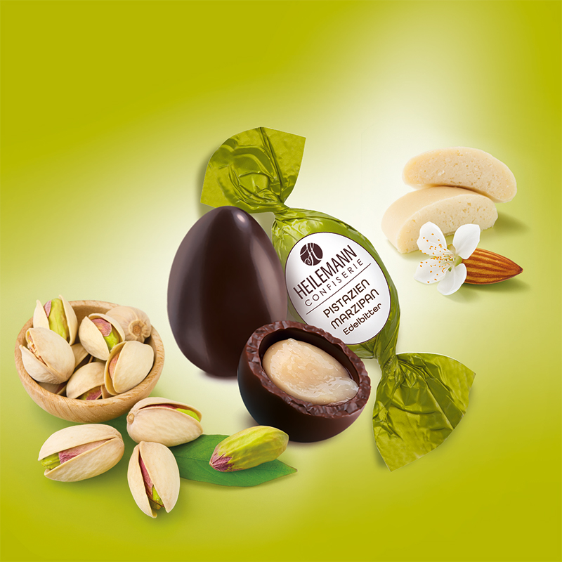 Heilemann Pistazien-Marzipan-Ei - cremige Pistazien Marzipan Füllung