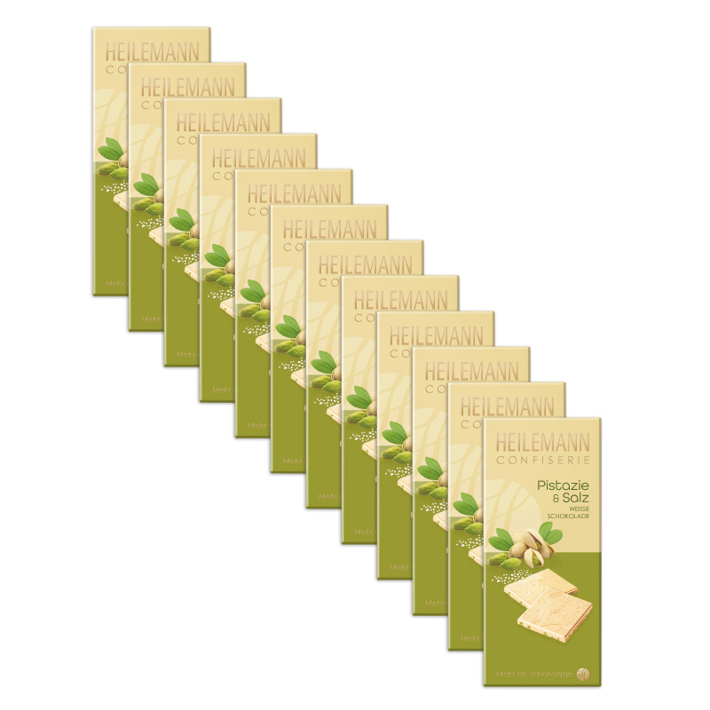 Heilemann Pistazie & Salz weiße Schokolade, 12 x 80g