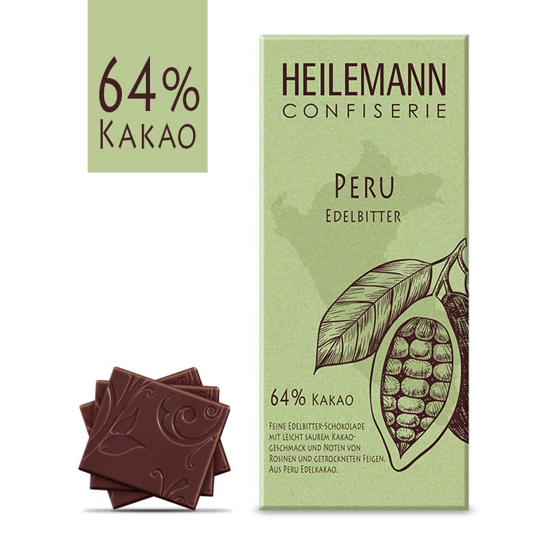 Heilemann Ursprungs-Schokolade Peru 64 % Kakao Edelbitter, 80 g