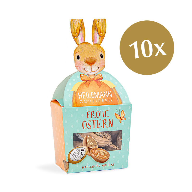 Heilemann Hase mit Haselnuss-Nougat Ostereiern, 10 x 90 g