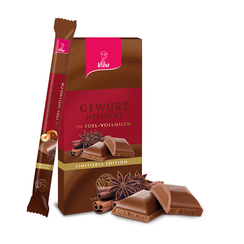 Viba Gewürz-Nougat Schokolade Tafel und Stick