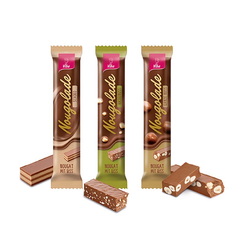 Viba Nougolade Selection Geschenkbox, 210 g – 6er-Set mit Nougat-Riegeln