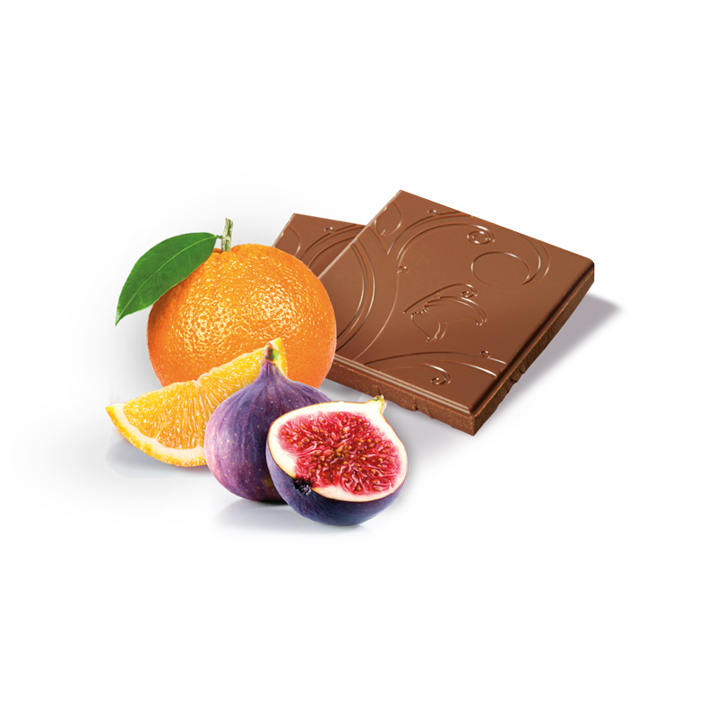 Orange und Feige in Edelvollmilch Schokolade