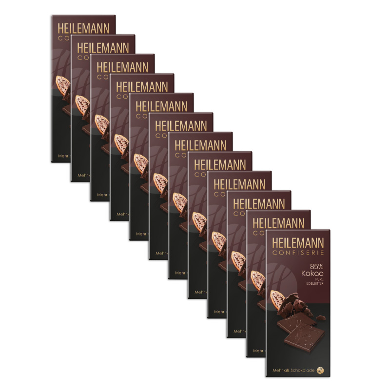 Heilemann 85% Kakao Edelbitter-Schokolade, 12 x 80 g