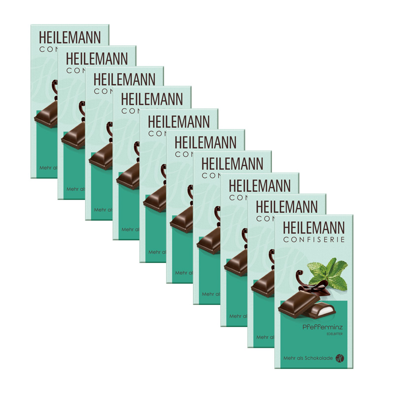 Heilemann Pfefferminz in Edelbitter-Schokolade, 10 x 100 g