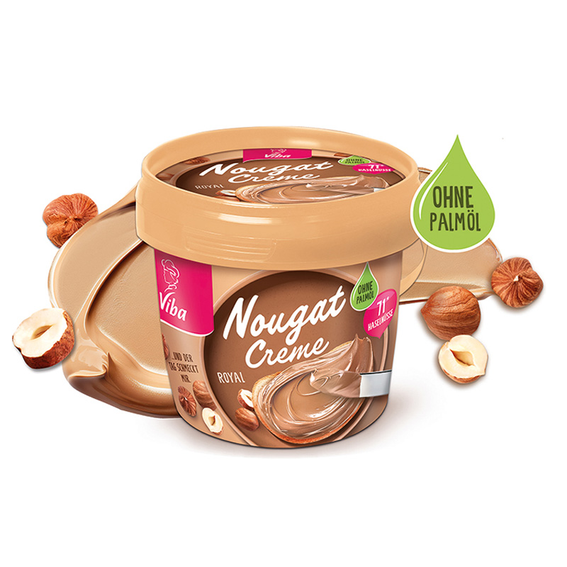 Helle Nougat Creme ohne Palmöl mit Haselnüssen