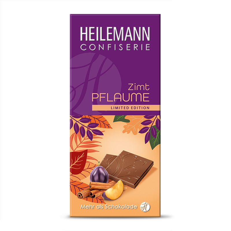 Heilemann Zimt-Pflaume Edelvollmilch-Schokolade, 80 g