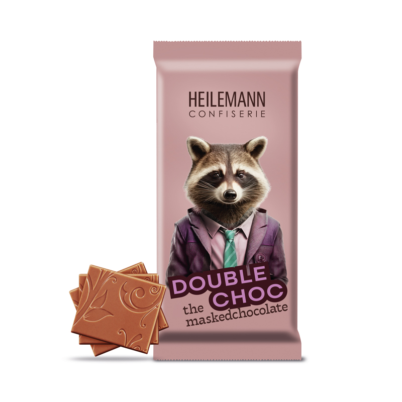 Heilemann "Double Choc" Nougolade Kakao-Nibs Edelvollmilch-Schokolade mit Stückchen