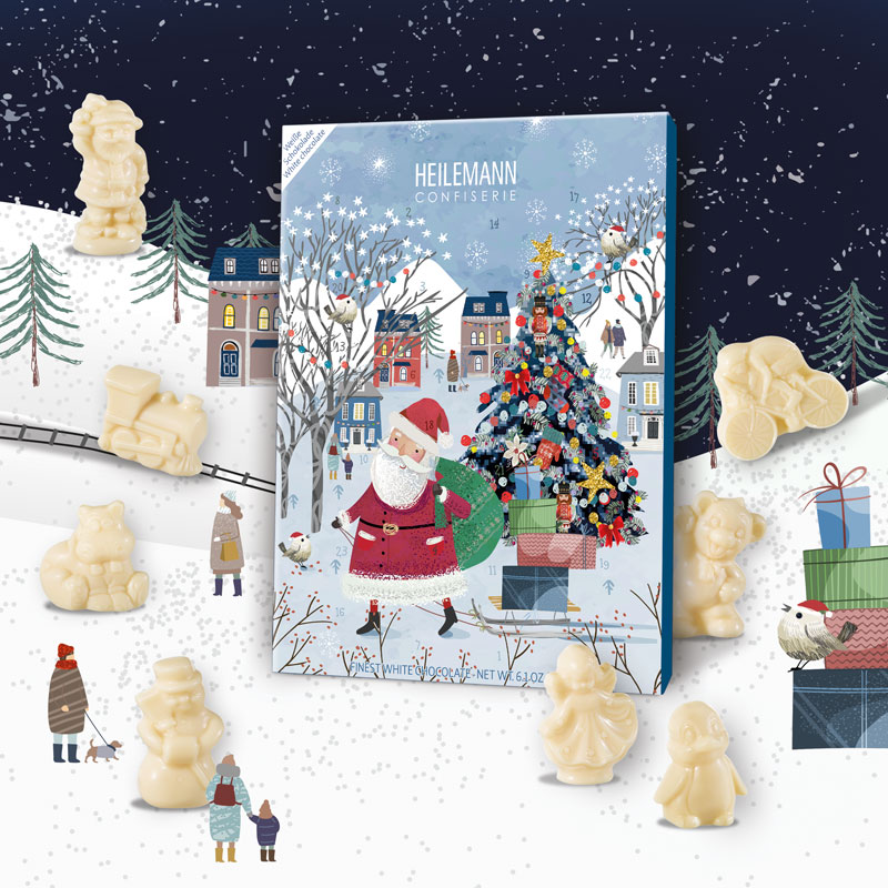 Heilemann Winterland Kinder-Adventskalender weiße Schokolade, 175 g
