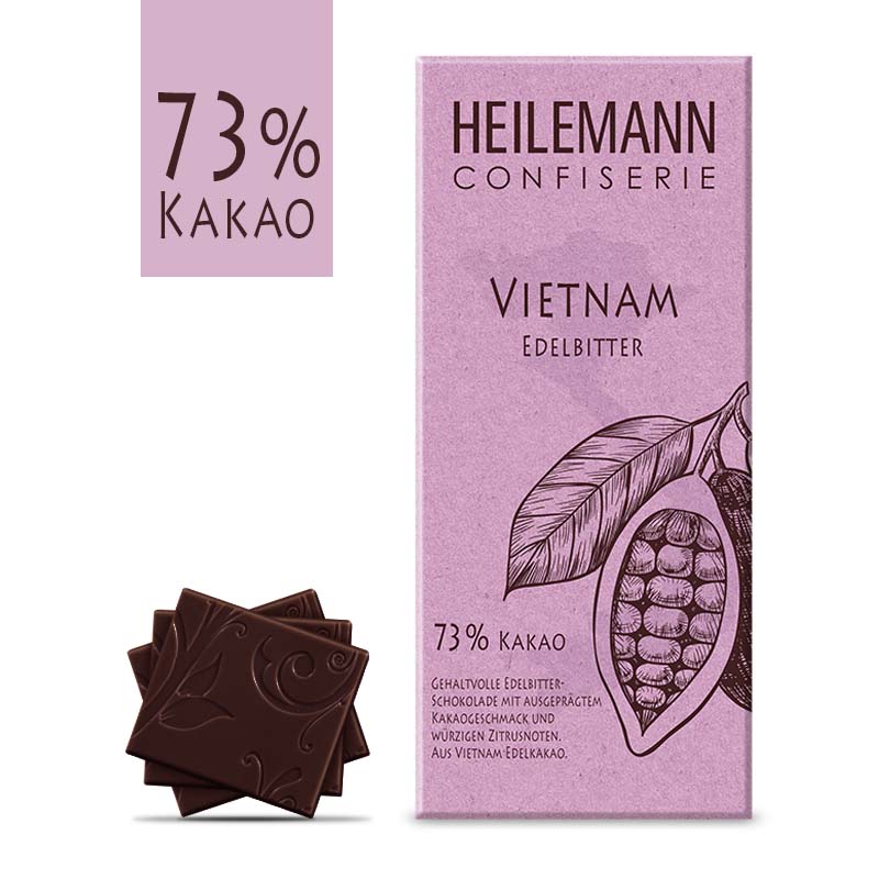 Heilemann Ursprungs-Schokolade Vietnam 73 % Kakao Edelbitter, 80 g