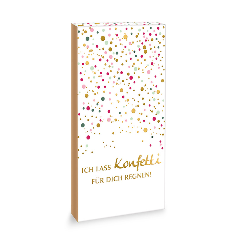Aufleger für Schokoladen-Tafel "Konfetti" als Geschenk