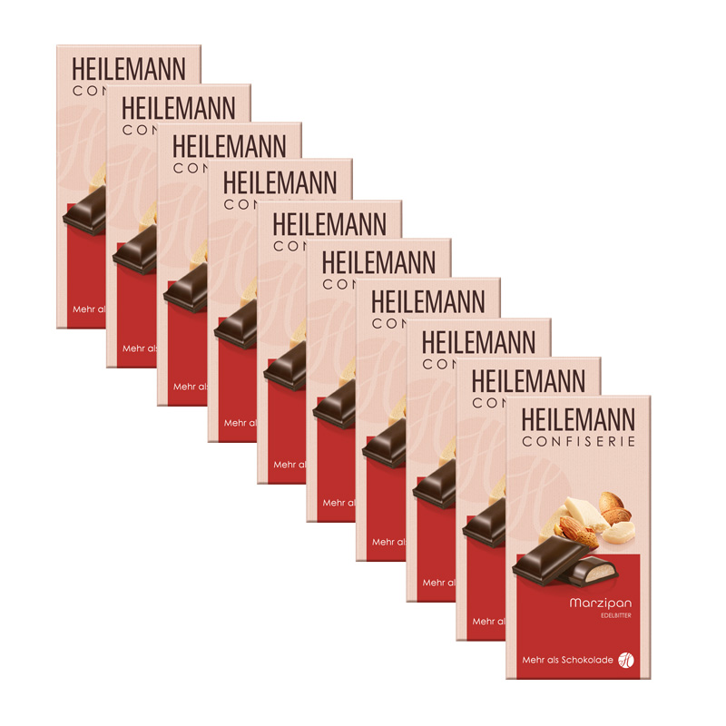 Heilemann Marzipan in Edelbitter-Schokolade, 10 x 100 g