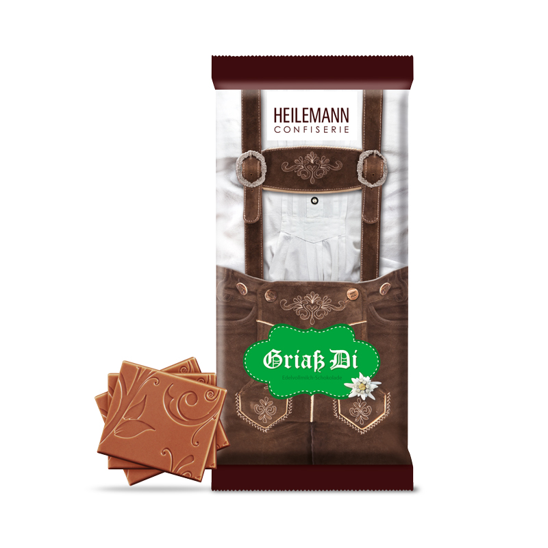 Heilemann Oktoberfest Tafelschokolade Lederhose mit Stücken