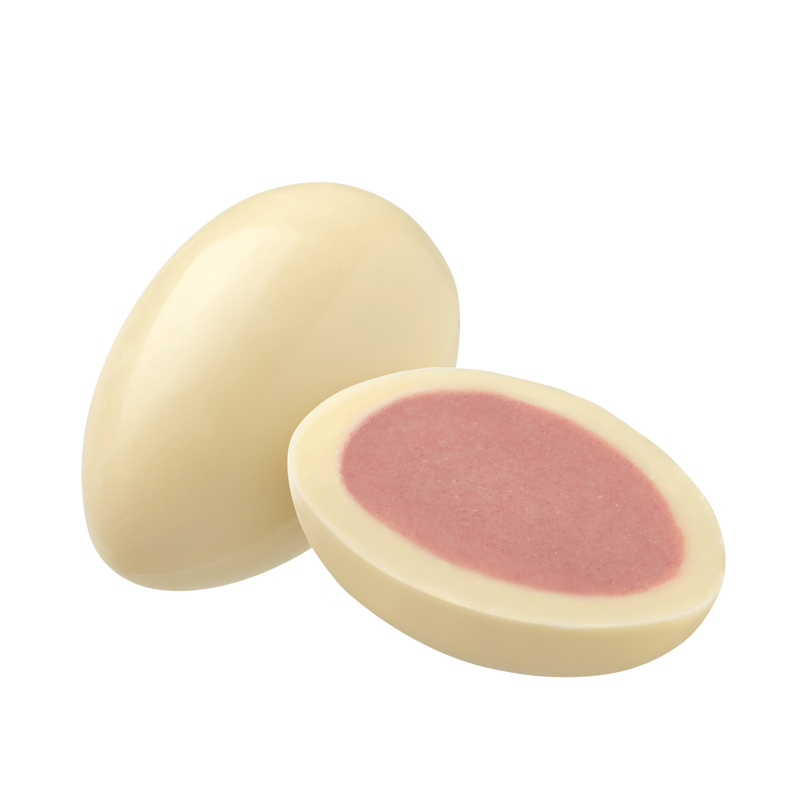 Viba Himbeer Nougat Ei in weißer Schokolade