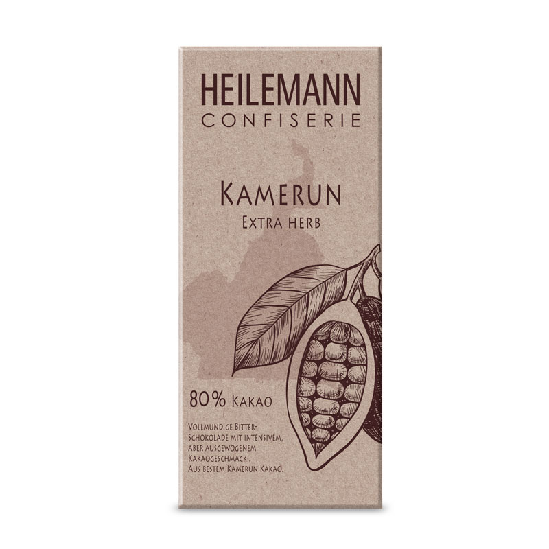 Heilemann Ursprungs-Schokolade Kamerun 80 % Extra herb, 80 g