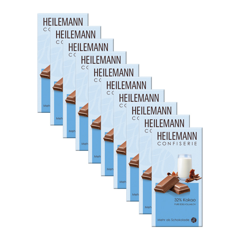 Heilemann 32 % Kakao Edelvollmilch-Schokolade, 10 x 100 g