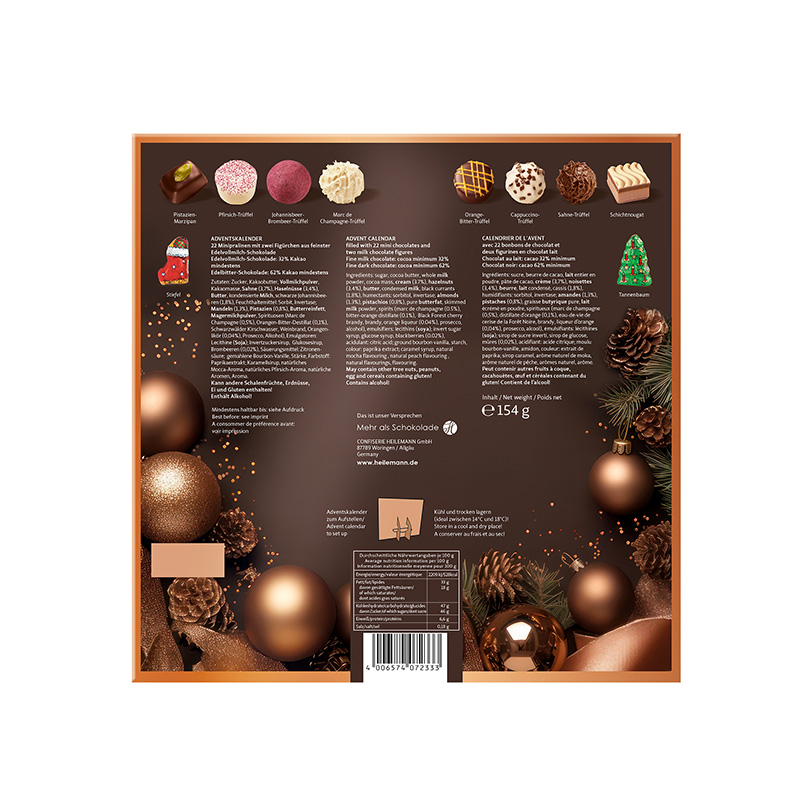 Heilemann Tisch-Adventskalender gefüllt mit leckeren Mini-Pralinen - Rückseite