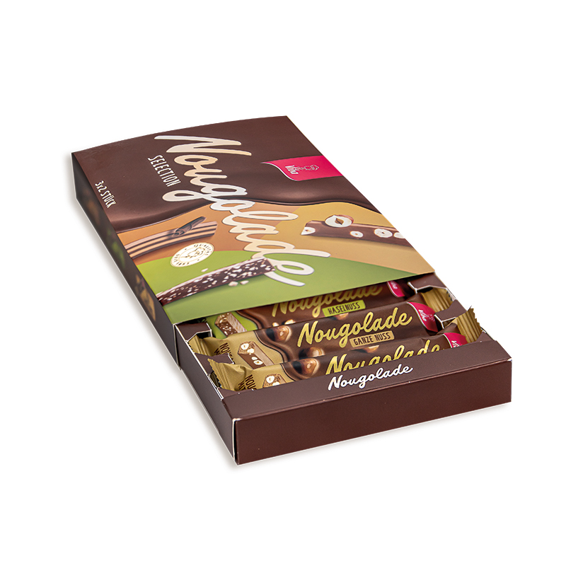 Viba Nougolade Selection mit Nougolade-Riegeln geöffnet
