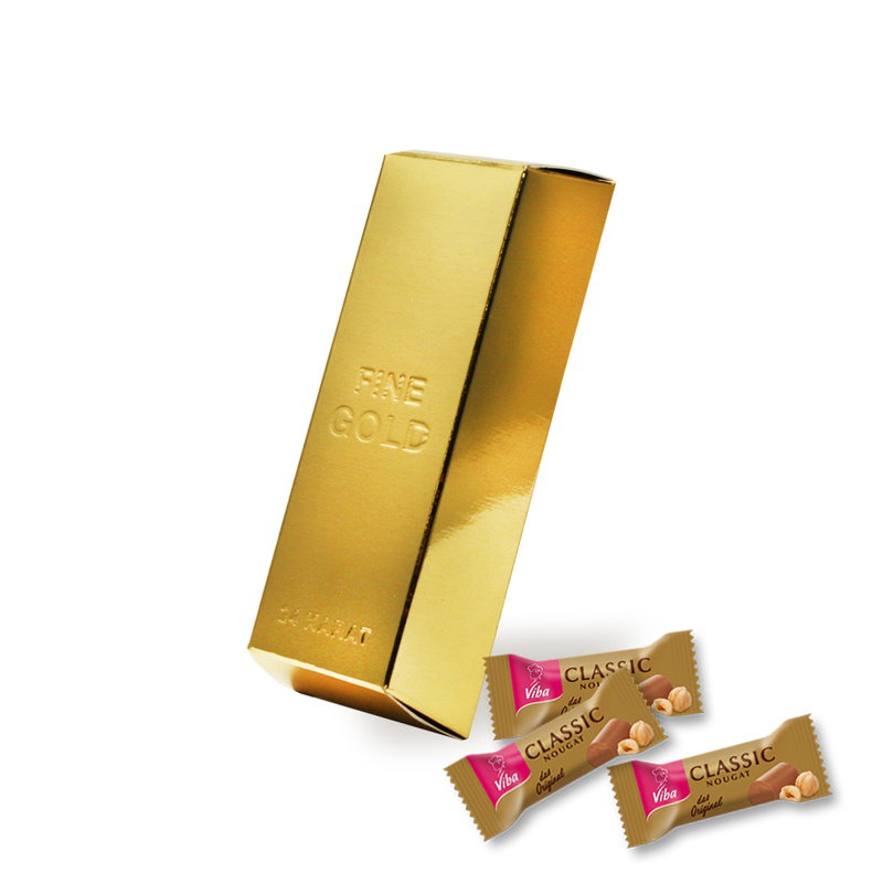 Viba Goldbarren gefüllt mit 6 Classic-Nougat-Minis, 60 g