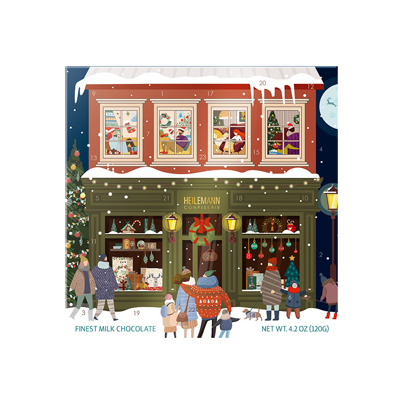 Heilemann Adventskalender Weihnachtshaus gefüllt mit Täfelchen