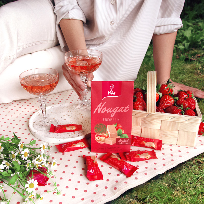 Viba Erdbeer Nougat Beutel Sommer Picknick
