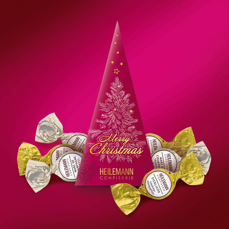 Heilemann Tannenbaum "Merry Christmas" mit Trüffel-Kugeln gefüllt