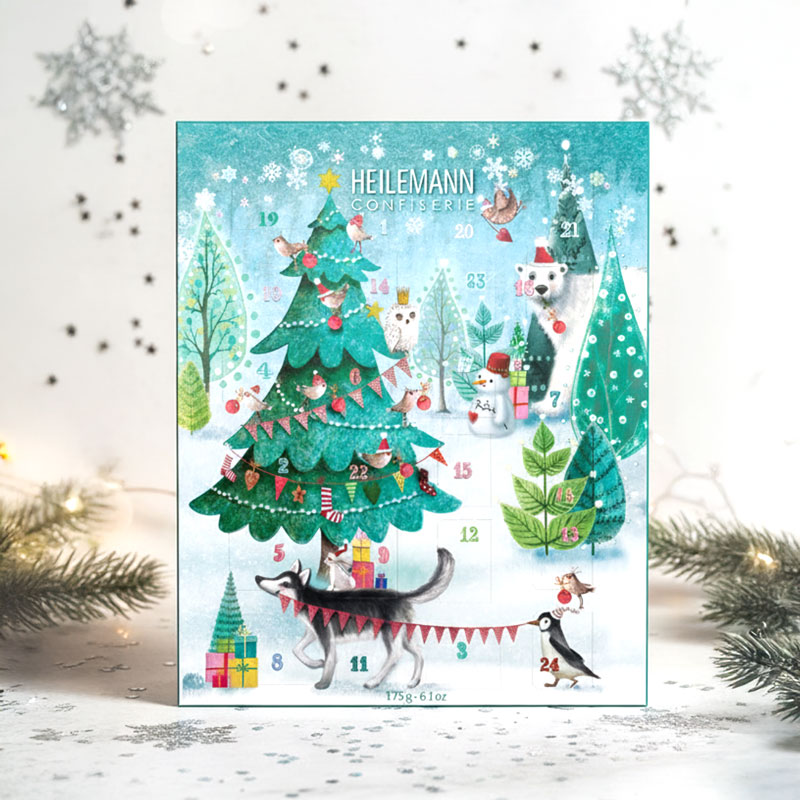Heilemann Kinder-Adventskalender Edelvollmilch, 175 g - Weihnachten im Winter-Wunderland