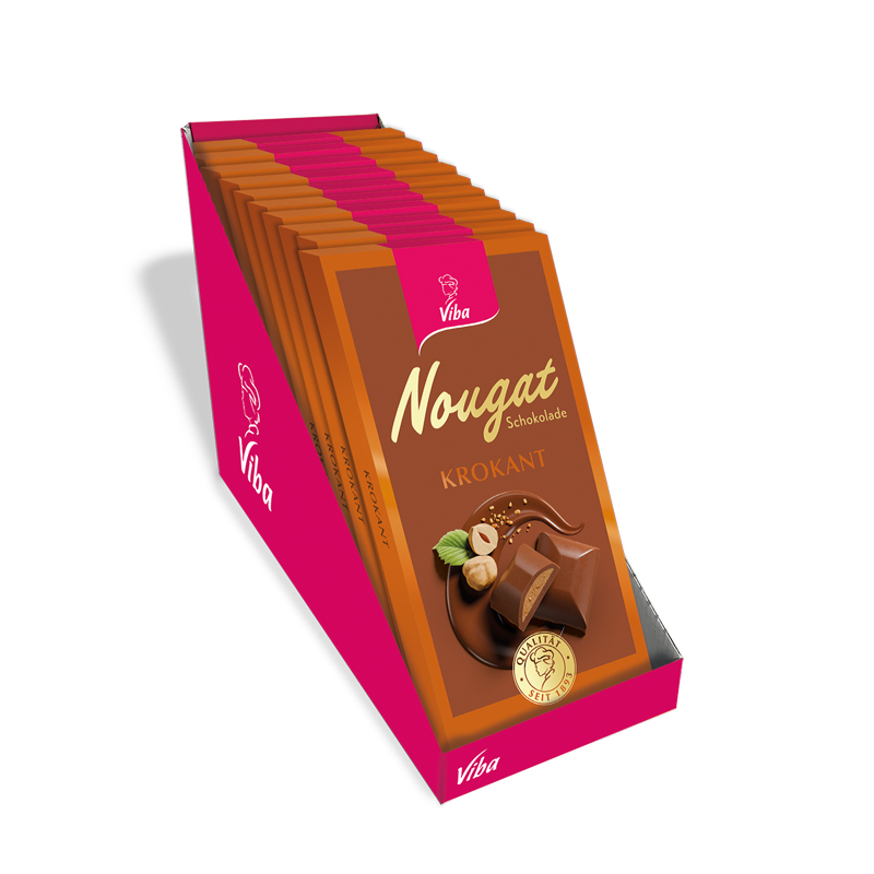 Viba Nougat-Tafelschokolade Krokant, 10 x 100 g