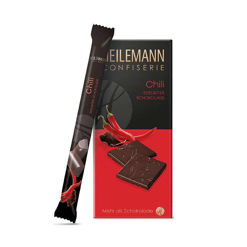 Chili Zartbitterschokolade Tafel und Stick