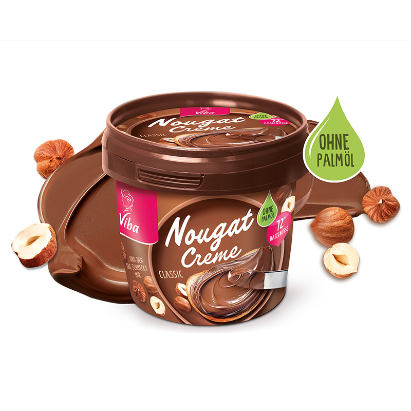 Nougat Creme ohne Palmöl mit Haselnüssen